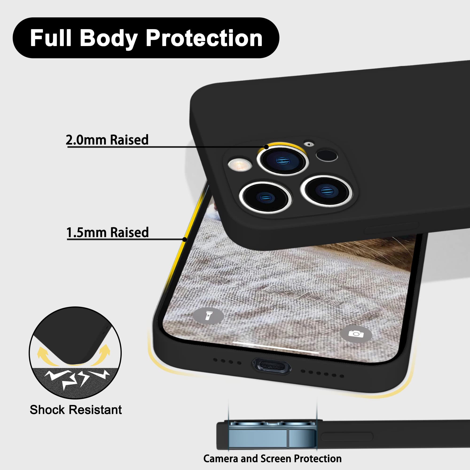 Amazon.com: ANDATE Silicone Case for iPhone 15 Pro Max Black, Soft