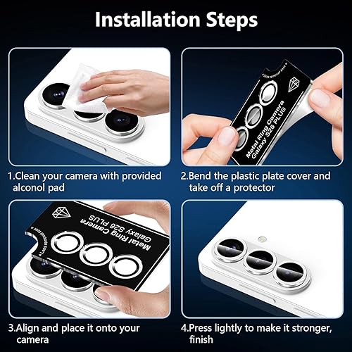 Vista 370 de para Samsung Galaxy Z Flip 7 Protector de Lente de Cámara, Cubierta de Lente de Vidrio Templado con Anillo de Metal Individual, [Fuerte Adhesión] 1