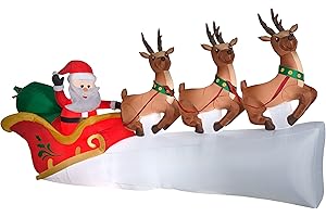 Gemmy Christmas Airblown Inflatable Santa's Flying Sleigh
