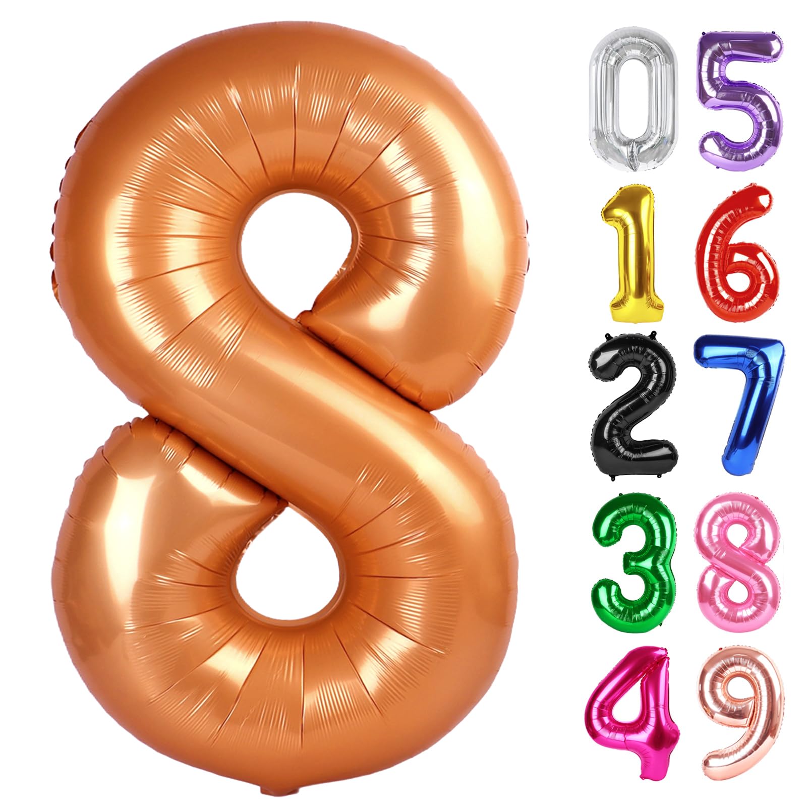 Orange Number 8 Balloon 40 Inch, 8th Birthday Party Decorations Men Women