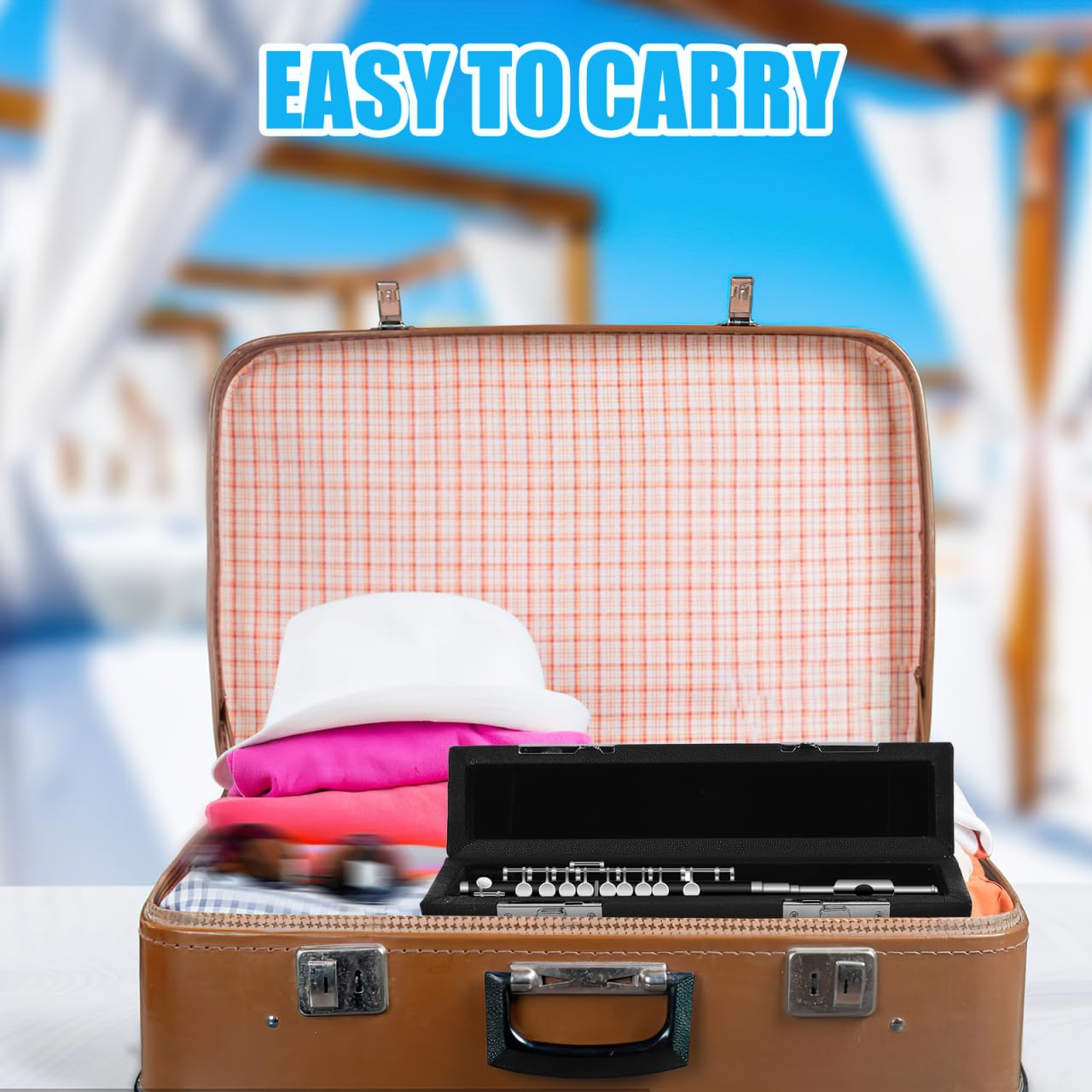 Amazon | Totority 箱 フルートキャリーバッグ レザーピッコロ