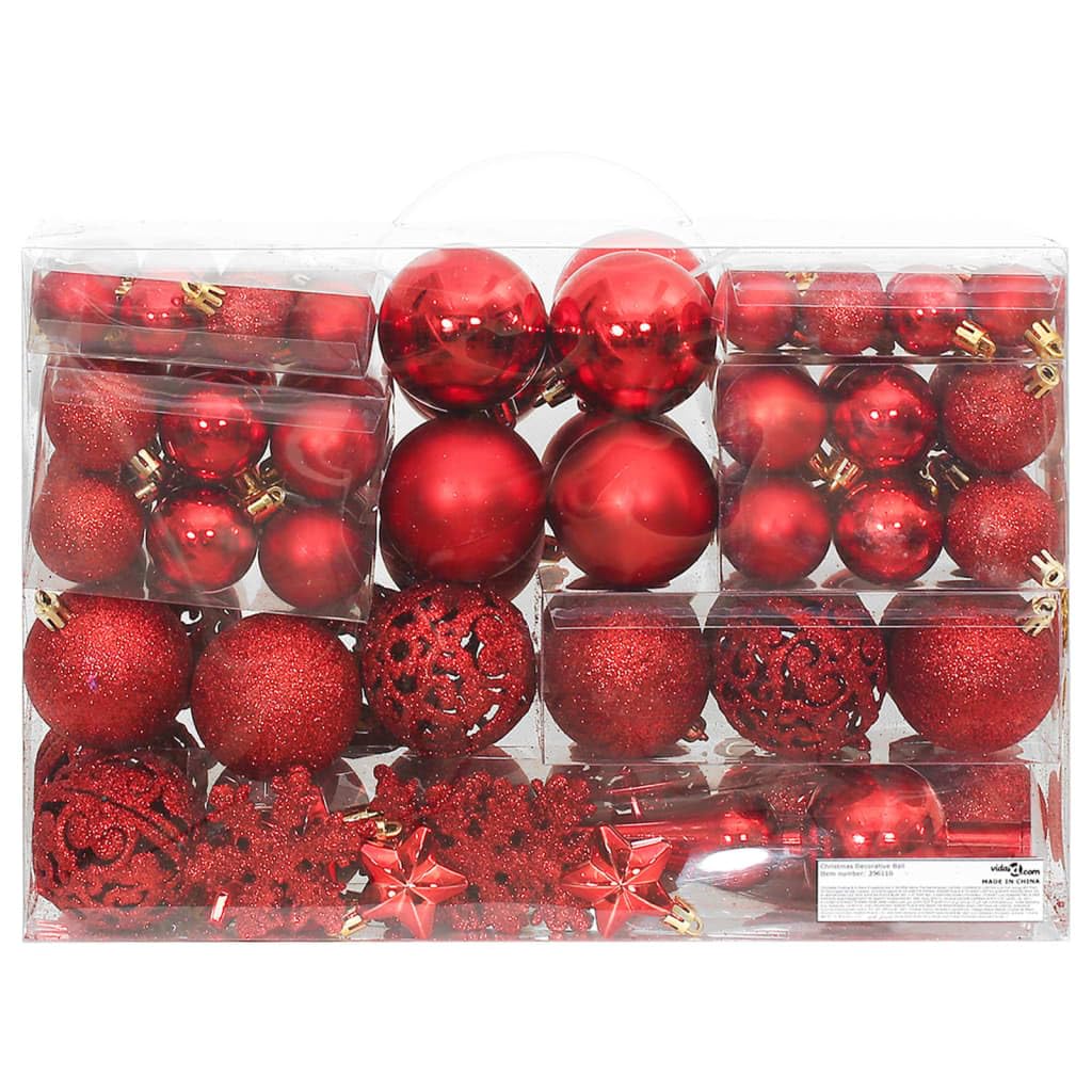 Decor - Juego de 111 bolas de Navidad (poliestireno), color rojo