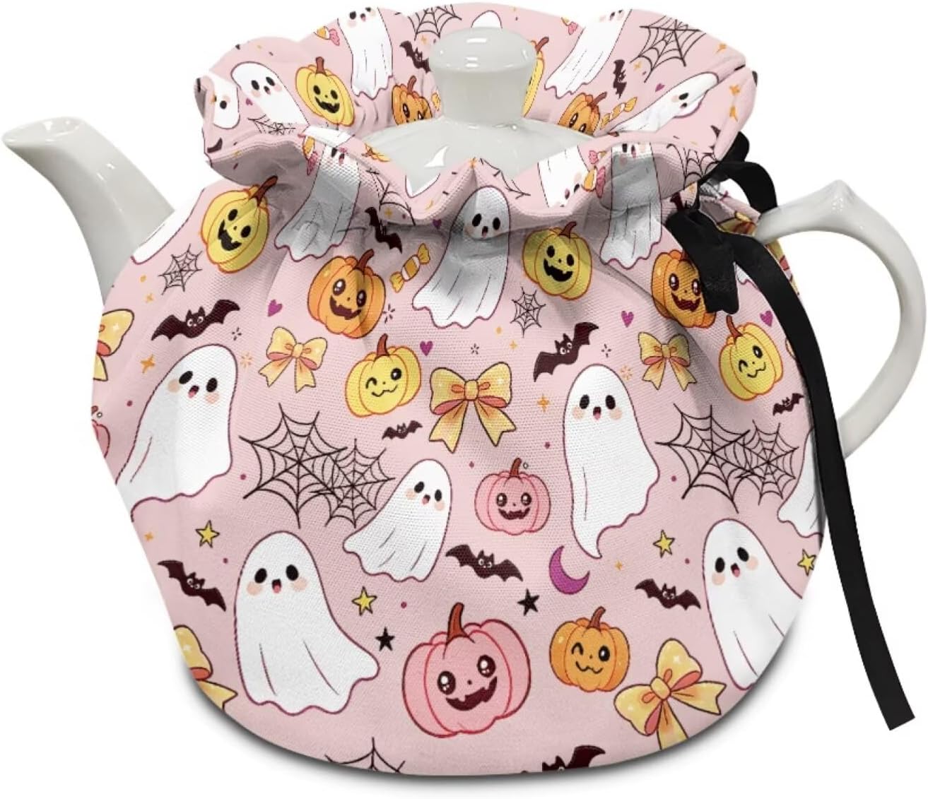 Yewattles Fall Maple Pumpkin Tea Pots Cozy Reusable Durable Teapot Dust Cover Soft Lightweight Fabric Keep Tea Warm for Housewife Mom Friend Home Kitchen Thanksgiving Decor
