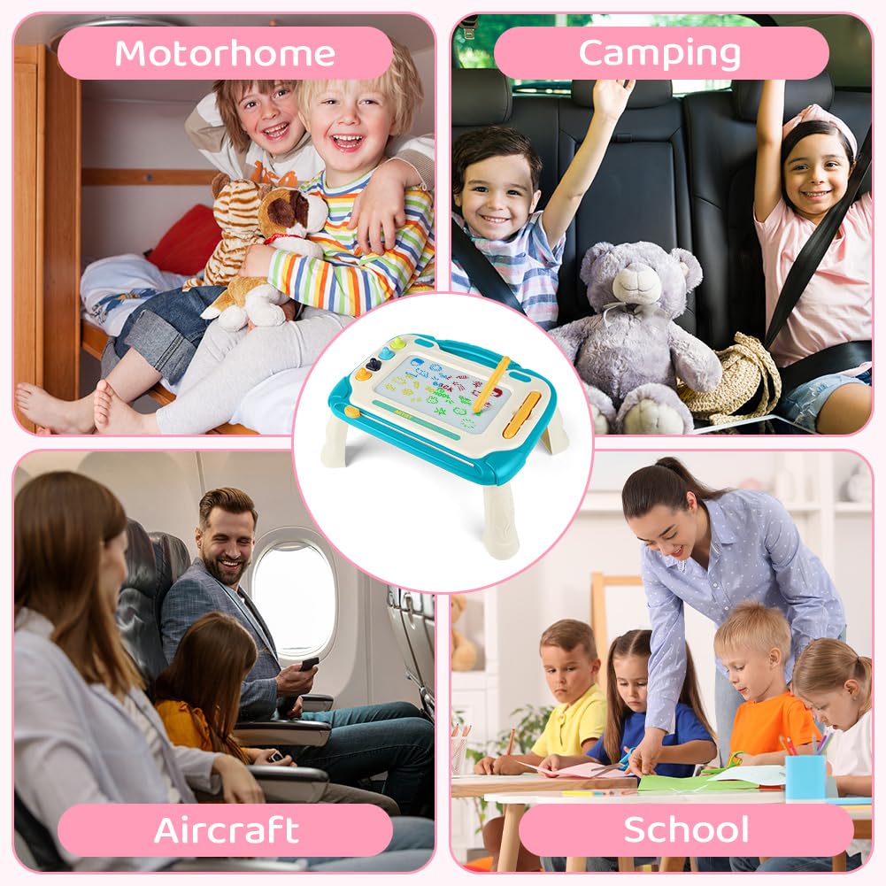 OFFCUP Magnetyczna tablica do malowania dla dzieci od 3 roku życia, kolorowa, magnetyczna deska do rysowania, zabawka edukacyjna ze stemplem, zabawka, prezent dla dzieci od 3 lat, dla dziewczynek i