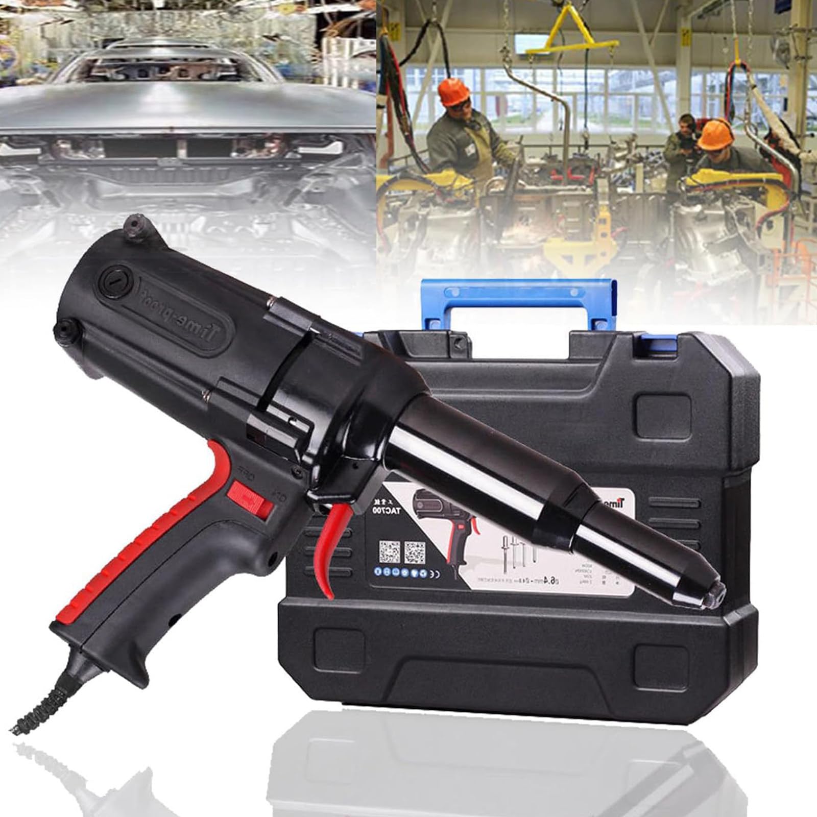 Elektryczna nitownica 600W, narzędzie ręczne nitonakrętek, elektryczny pistolet do nitowania o dużej wytrzymałości 4,0-6,4 mm, przemysłowe i długie narzędzie do nitowania