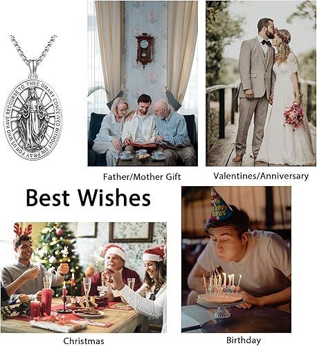 Miniatura 6 de Collar de plata de ley 925 con medalla de San Patrón, colgante de protección católica, amuleto, joyería religiosa para hombres y mujeres