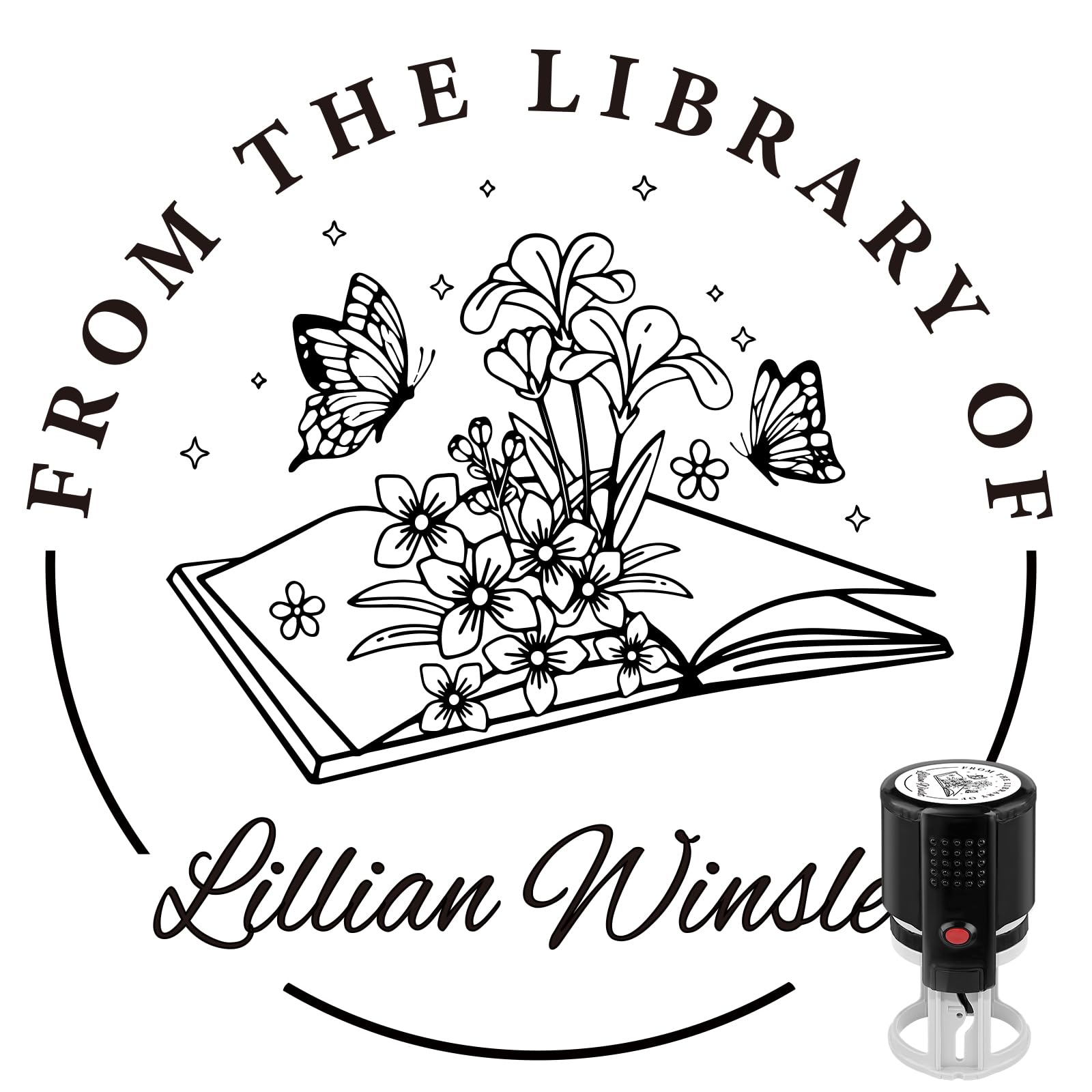 Custom Self-Inking Stamps | Personalized Book Stamp Gift for Book Lovers | 5 Ink Colors (Style13)