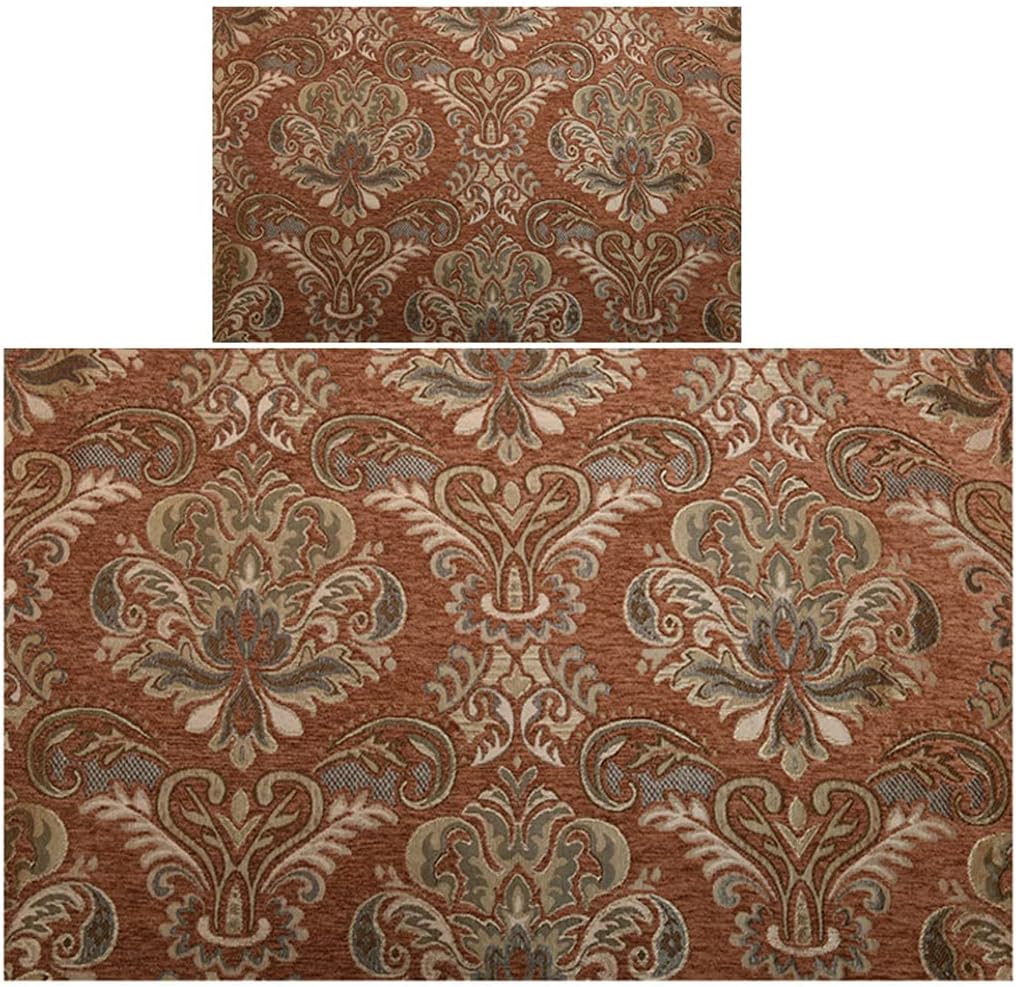 NAKAN Chenille Velvet Upholstery Fabric by The Meter Vintage Floral Pattern 145x100cm 57''x39'' for Sofa, Chair Seat Cover, DIY Crafts, Curtains Drapery, Cushion(Color:Brown)