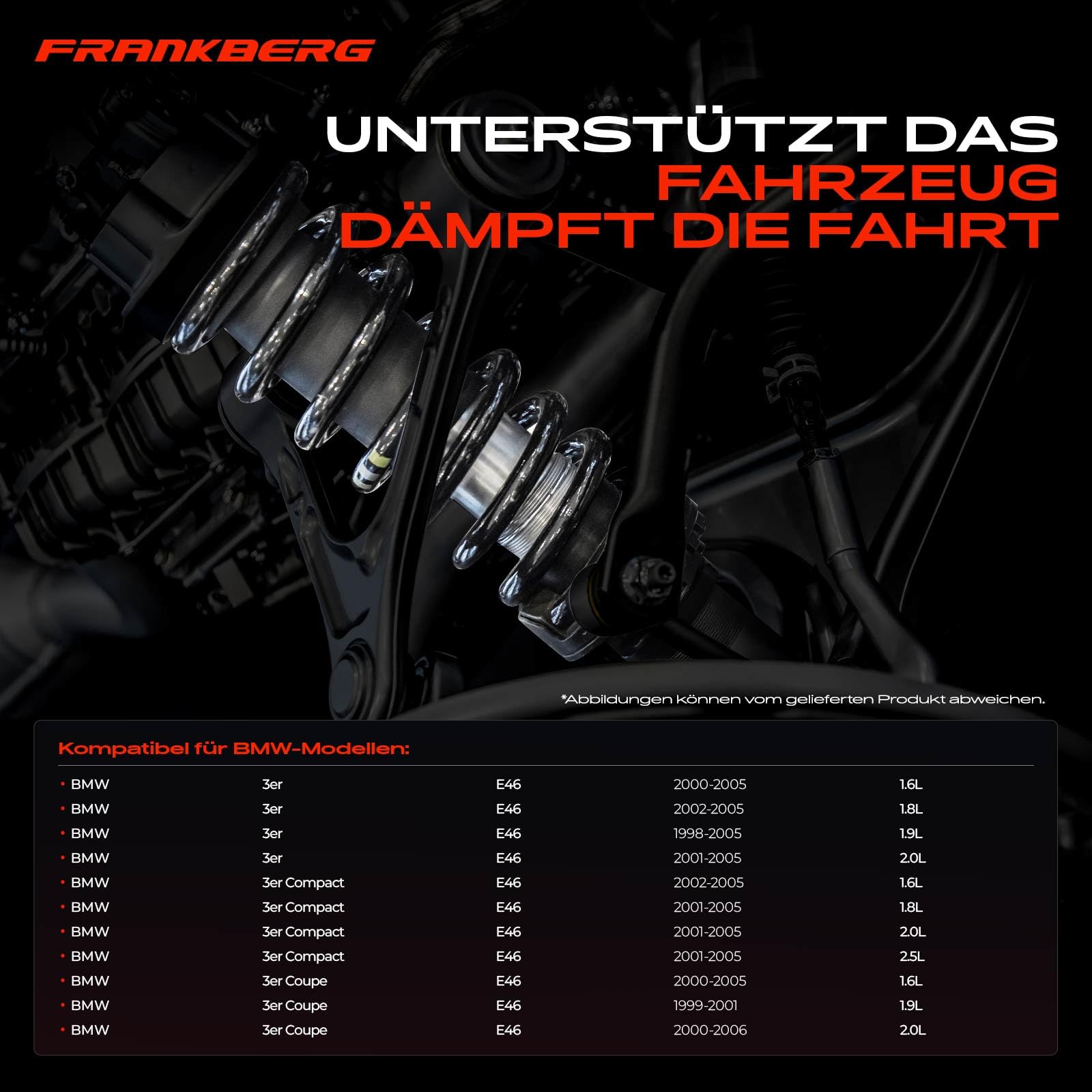 Frankberg 2x Federn Fahrwerksfeder Hinterachse Kompatibel mit 3er E46 1998-2005 3er Compact E46 2001-2005 3er Coupe E46 1999-2006 Replace# RJ6194