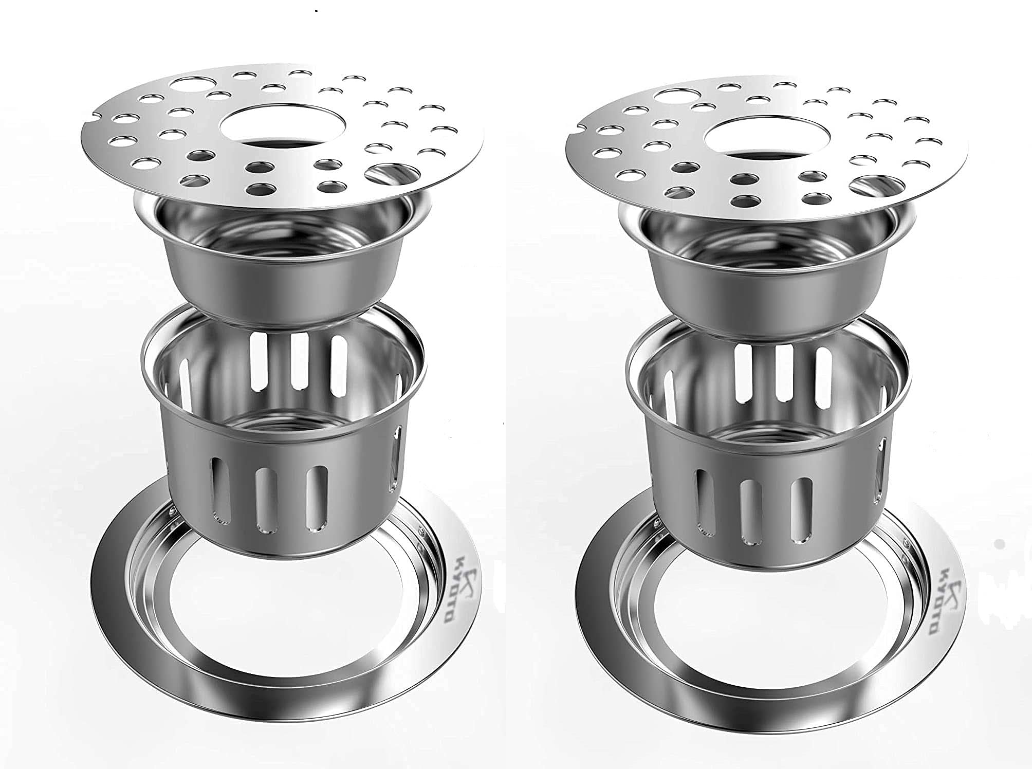KYOTO (5 INCH) Round Lock Grating Stainless Steel SUS 304 Floor Drain Hole with Anti Cockroach with Chrome Finish Water Drain Cover/Jali/Floor Grating for Bathroom & Kitchen (Set of 2) (B0B6Q3VT83) Amazon Price History, Amazon Price Tracker