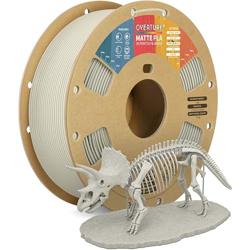 OVERTURE Matte PLA 3D Printer Filament 1.75mm, Matt Surface & Low Warping Filament 1kg Spool (2.2 lbs), Accuracy +/- 0.02 mm, Fit Most FDM Printers (Matte Beige)