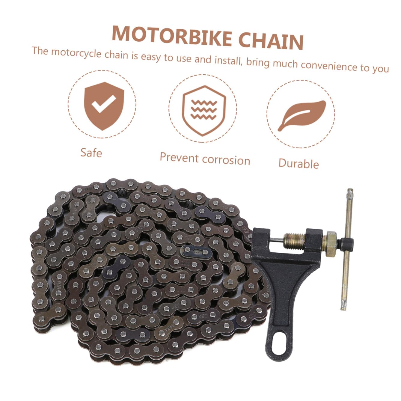 SOLUSTRE Motorradkette aus Gliederkette mit Trenner und Nieter Passend für Dirtbikes und Motorradteile Robust und Langlebig für Sichere Fahrten