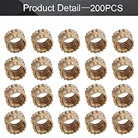Vista 4 de MroMax Tuercas de inserción moleteadas M3, rosca métrica hembra M3x3x4mm latón moleteado roscado tuercas de incrustación a través de roscado