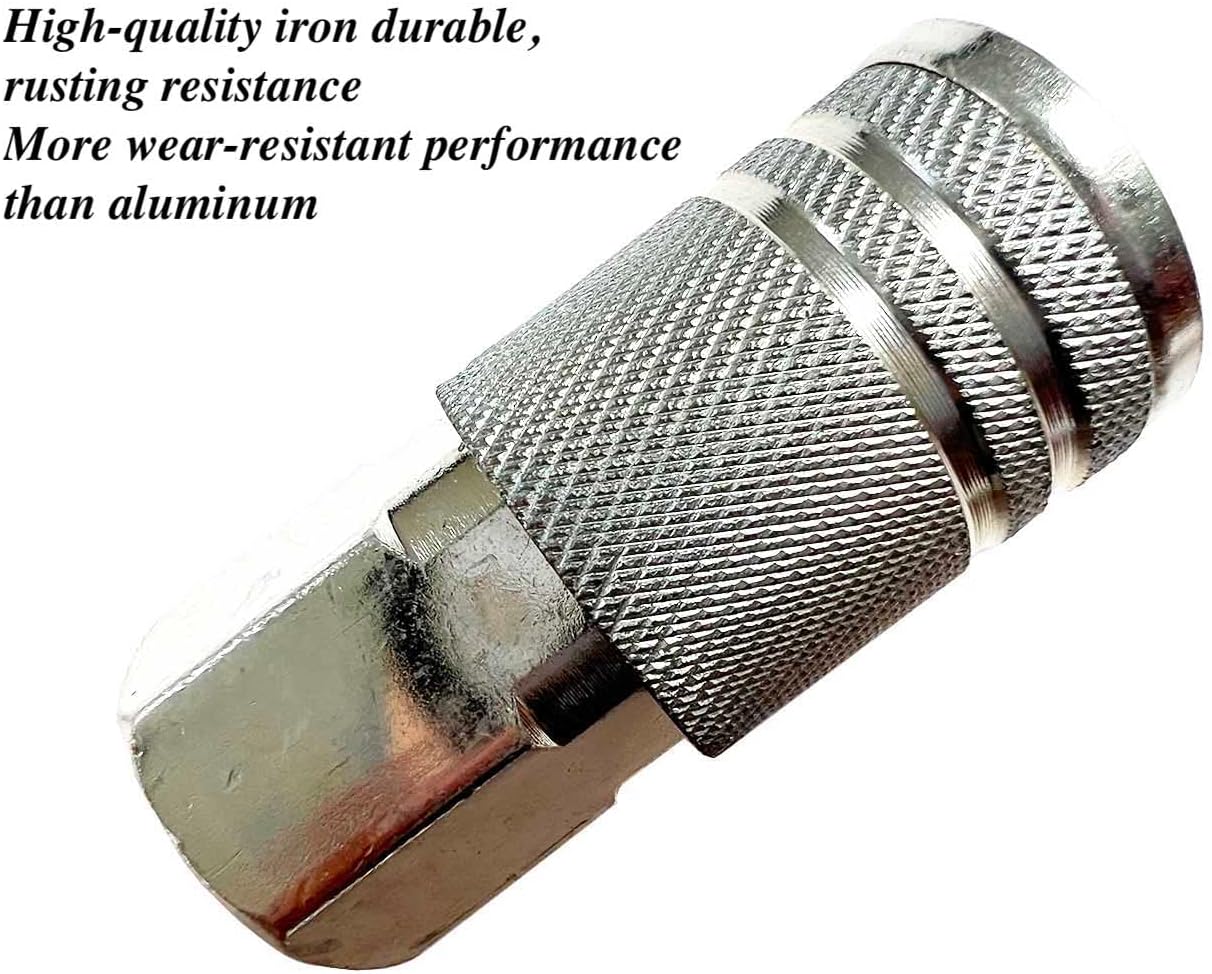 SANFU 1/4-Inch Steel Female Industrial Coupler, Air Hose Fittings 1/4-Inch Female Threads Quick Connector Air Coupler with Storage Case, 10-Pack