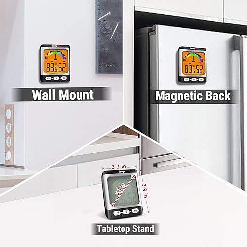 Miniatura 7 de Termómetro higrómetro A52 para interiores para el hogar con indicador de nivel de comodidad, medidor de humedad, pantalla retroiluminada grande,