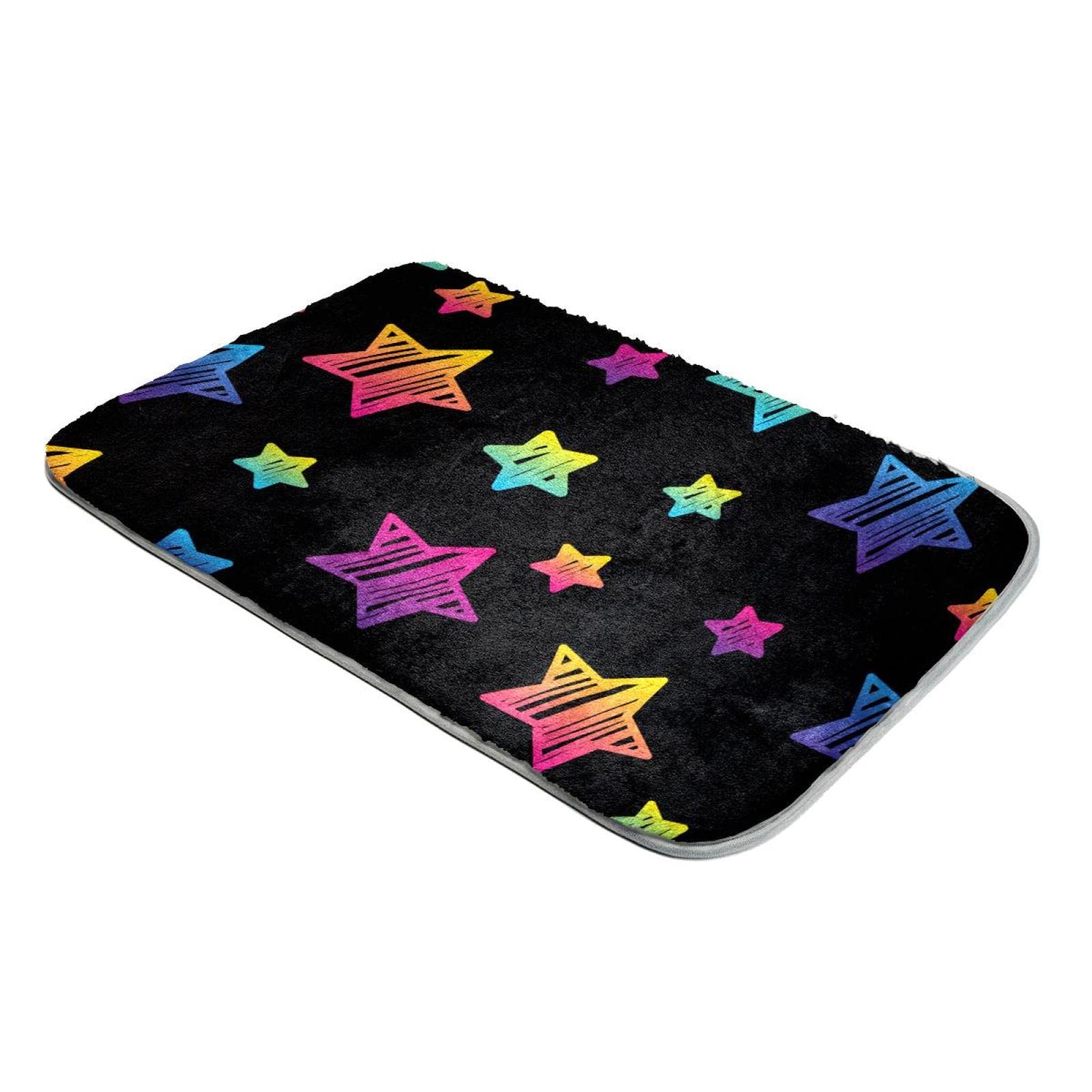 Tapis poils longs noir style fausse fourrure chic et étoilé