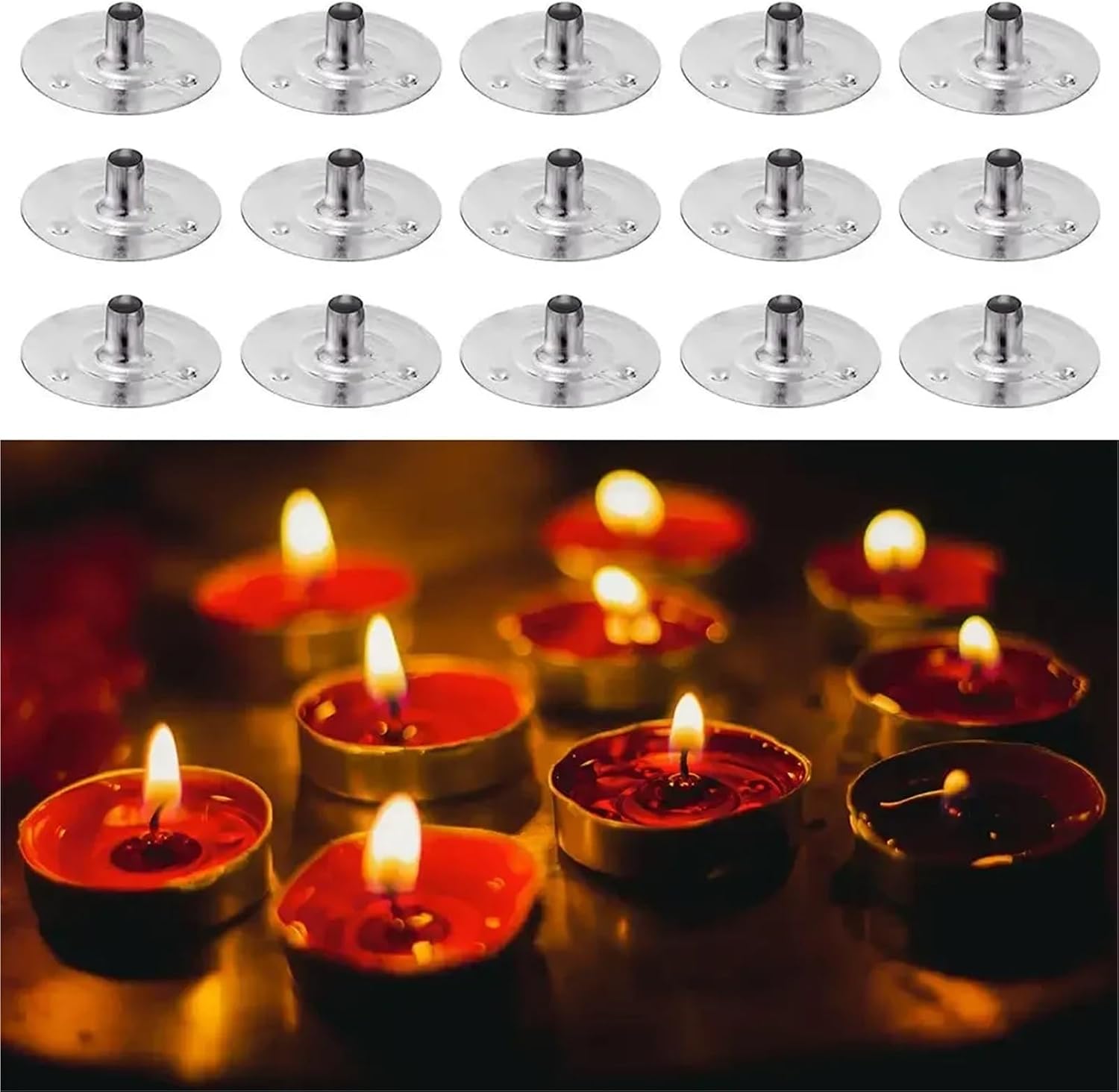 Candle Wick Tabs 1000PCS Candle Wick Tabs Metal Sustainer Multi-Purpose Base 20/16/14/12.5mm for Wide Variety Wicks(16mm)