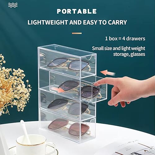 Miniatura 4 de Organizador apilable de almacenamiento de 4 cajones para tocador, baño, dormitorio, escritorio, oficina, 2.5 x 6.9 x 9.7 pulgadas, transparente