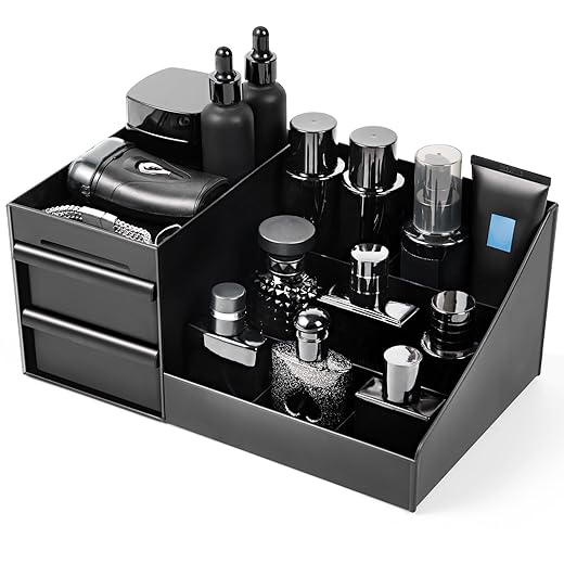 EXIN DECHEN Countertop Cologne Stand Shelves, Organizador de Perfumes, Estante para Perfumes, Dresser Organizer, Bedroom Essentials, Gifts for Men, Black