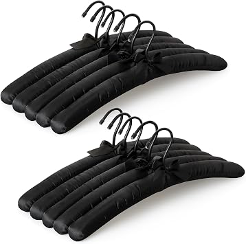 TOPIA HANGER Satin Padded Hangers for Women Clothing 17-inch 10 Pack Black
