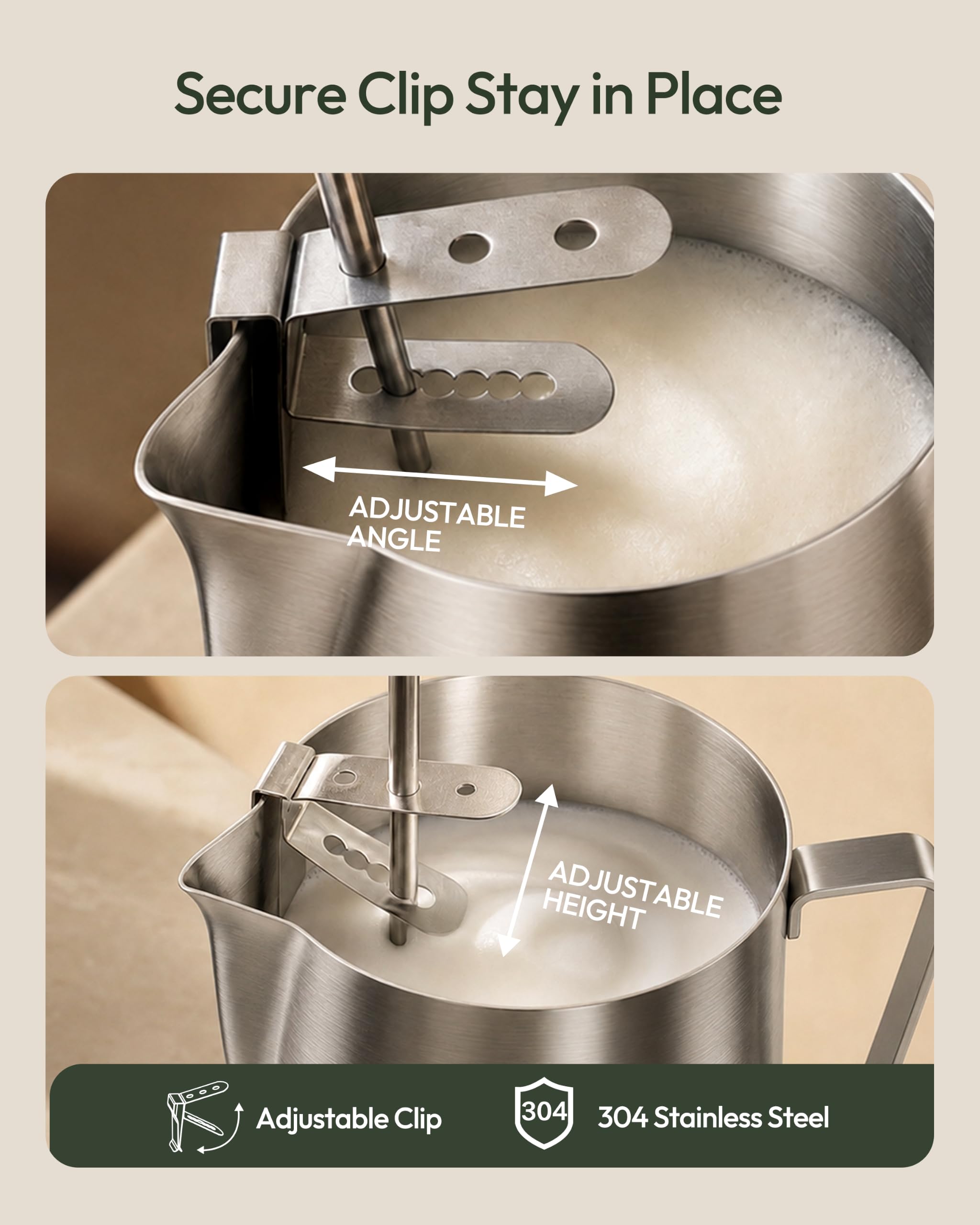 Maestri House Thermomètre de cuisson haute précision 0,1 °C/°F rechargeable avec mousseur à lait de 350 ml, grand écran LCD et clip amovible pour mousse de lait, café et confiture (noir)