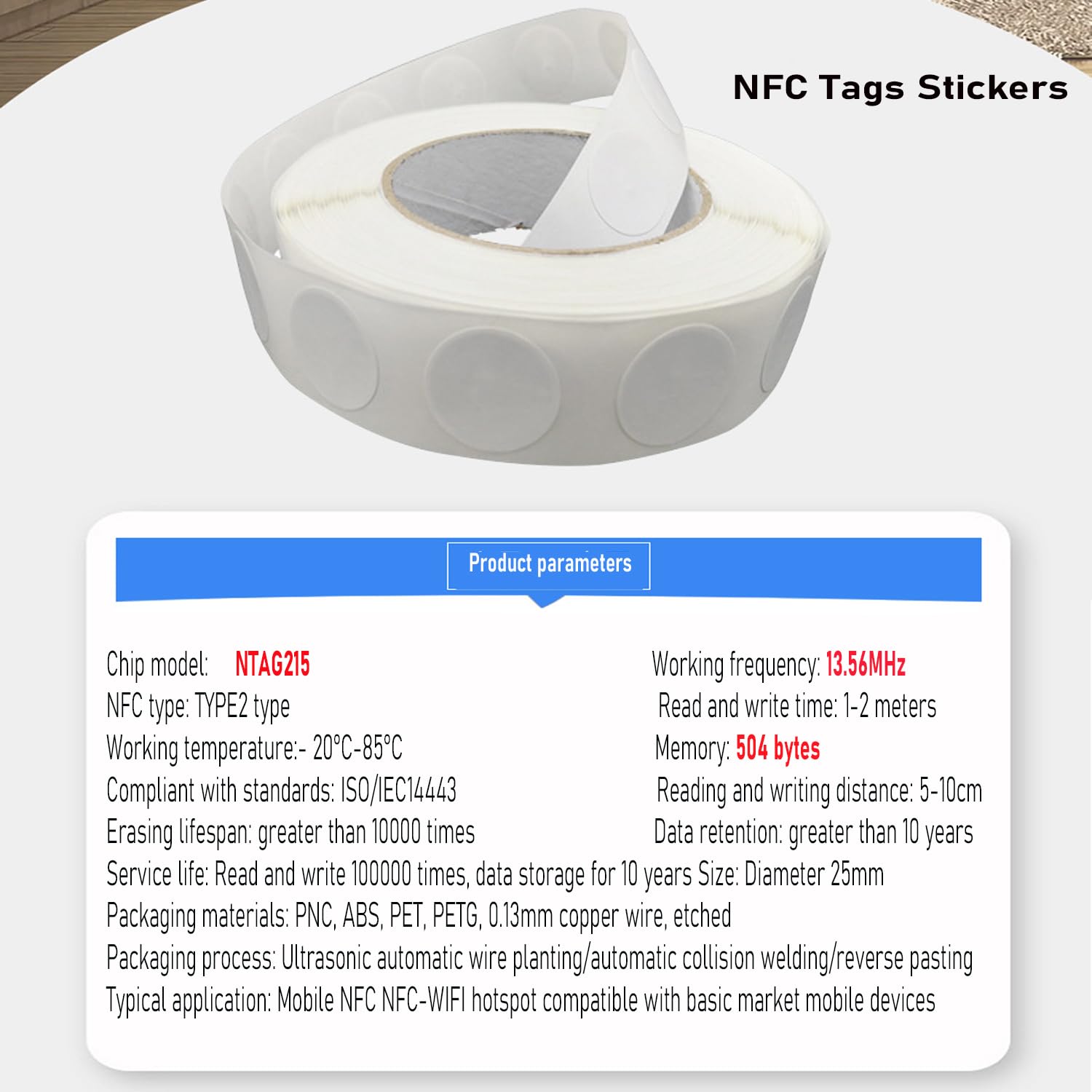 YAVIS 100 Packung NFC Sticker, leere 25mm RFID IC 13,56 MHz weiße NFC-Karte, NTAG215 504Byte Aufkleber NFC Tag Sticker, geeignet für alle NFC-fähigen Telefone und Geräte