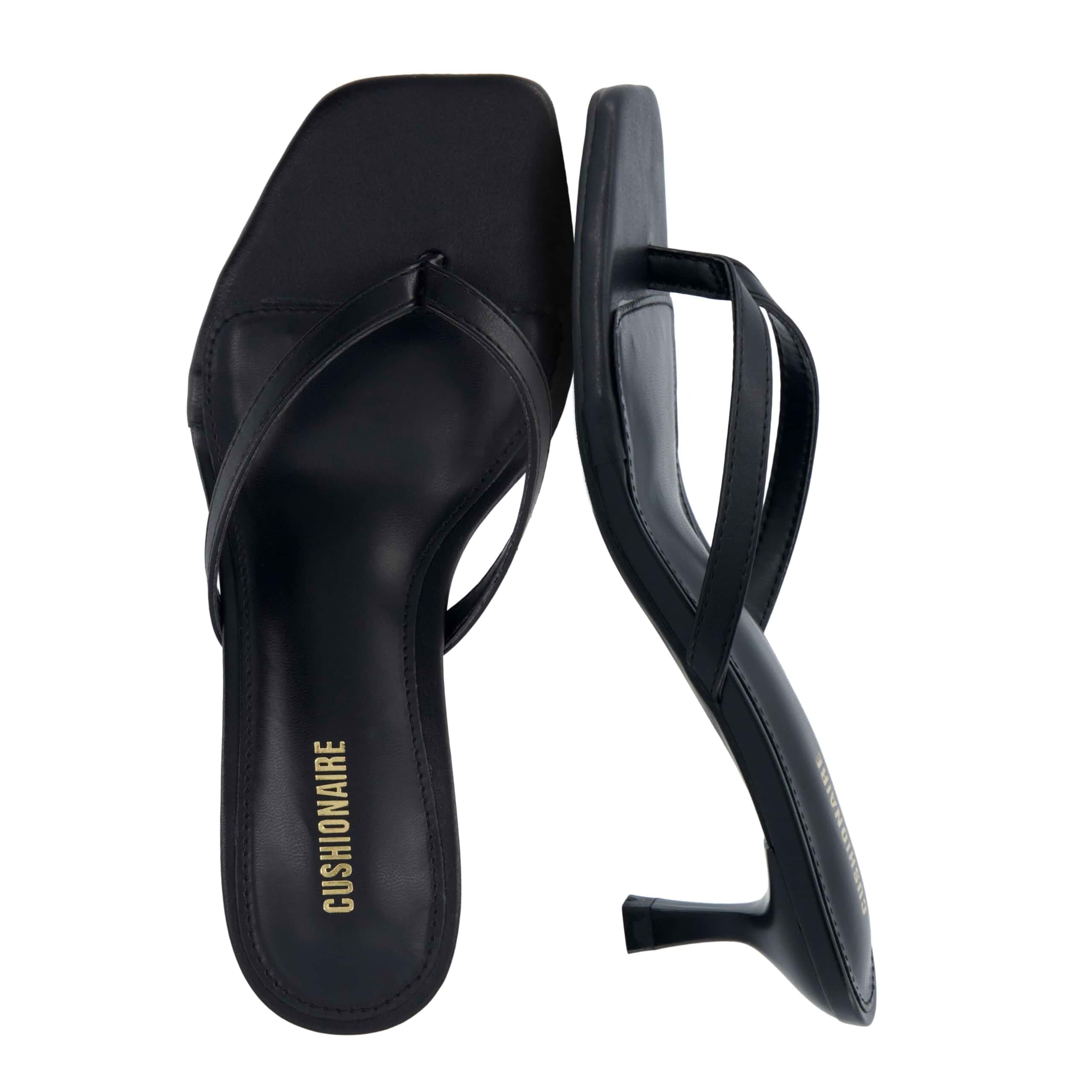 CUSHIONAIRE Miami Kitten Heels for Women, Thong Flip Flop Heeled Sandals with Memory Foam, Slip On Dressy Sandal