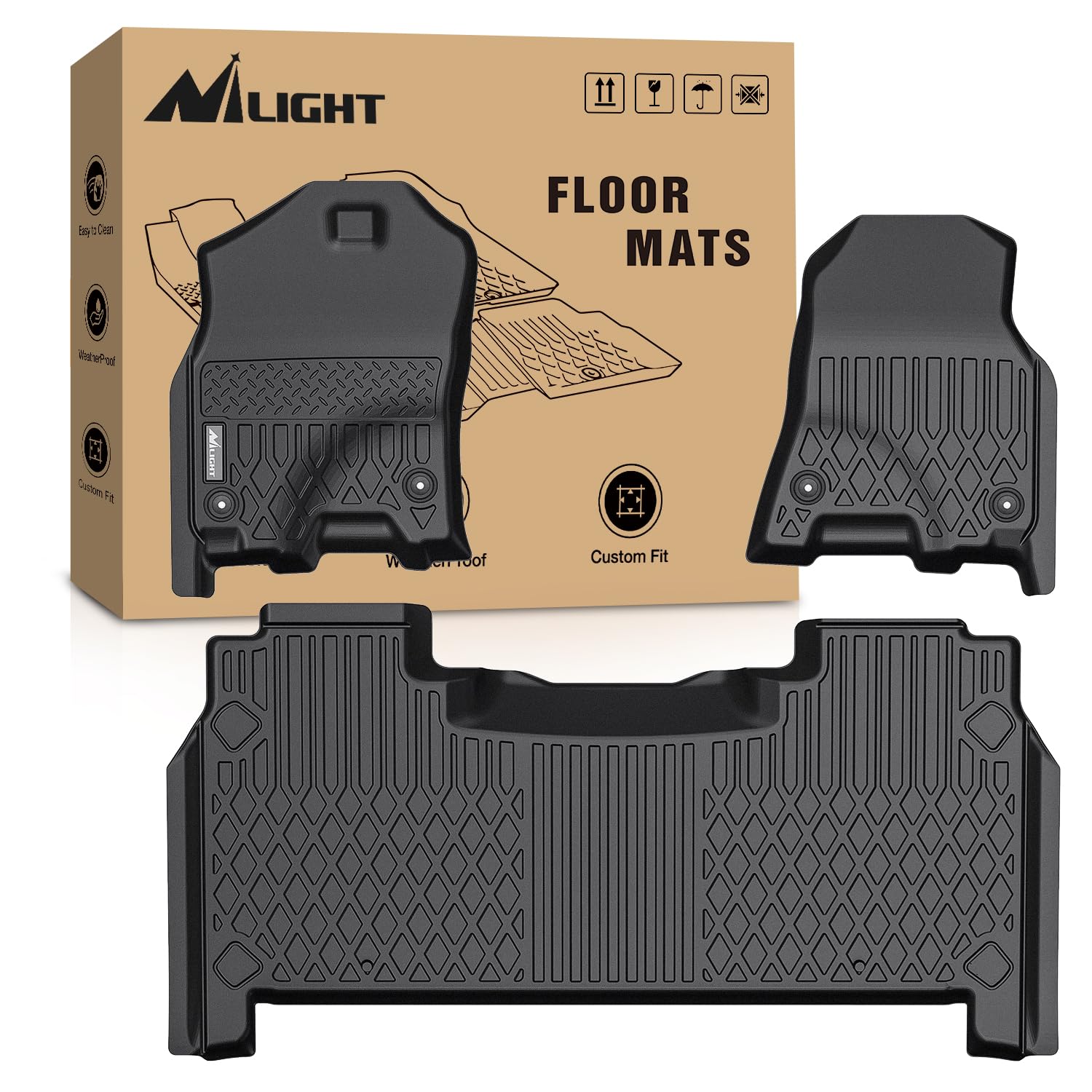 Photo 1 of Nilight TPE Floor Mats for 2019 2020 2021 2022 2023 Dodge Ram 1500 New Body Style with Rear Storage Box,All Weather Custom Fit Heavy Duty Floor Liners 2019-2023 New Body Crew Cab