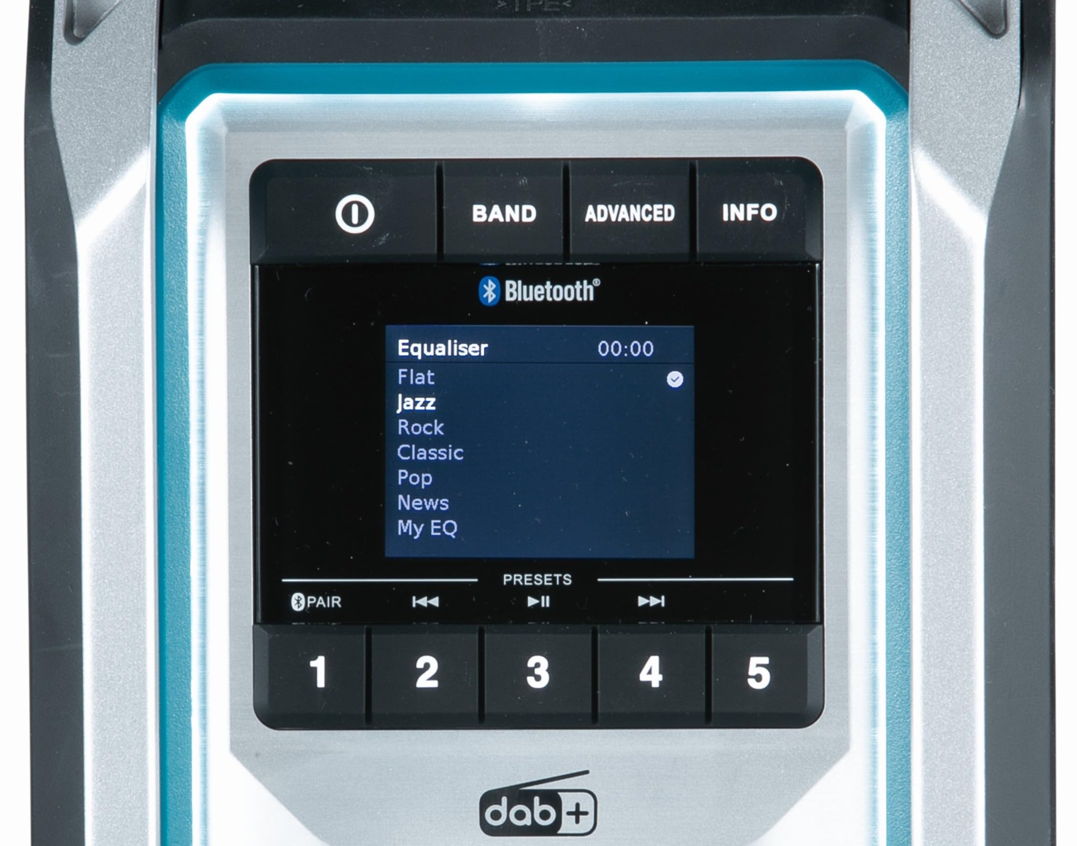 Makita MR007GZ Baustellenradio 18 V, 40 V Max., DAB, DAB+, FM, Bluetooth, Petrol, ohne Akku, ohne Ladegerät