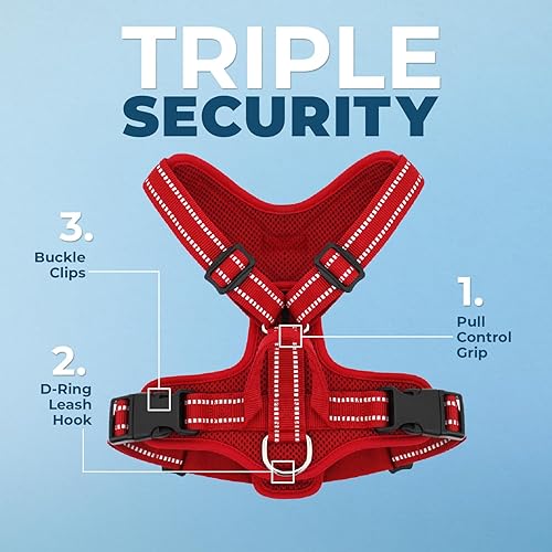 Miniatura 10 de Air Frontier - Arnés de malla para perro con correa reflectante para perro, costuras reflectantes y diseño ligero transpirable sin tirones, correas