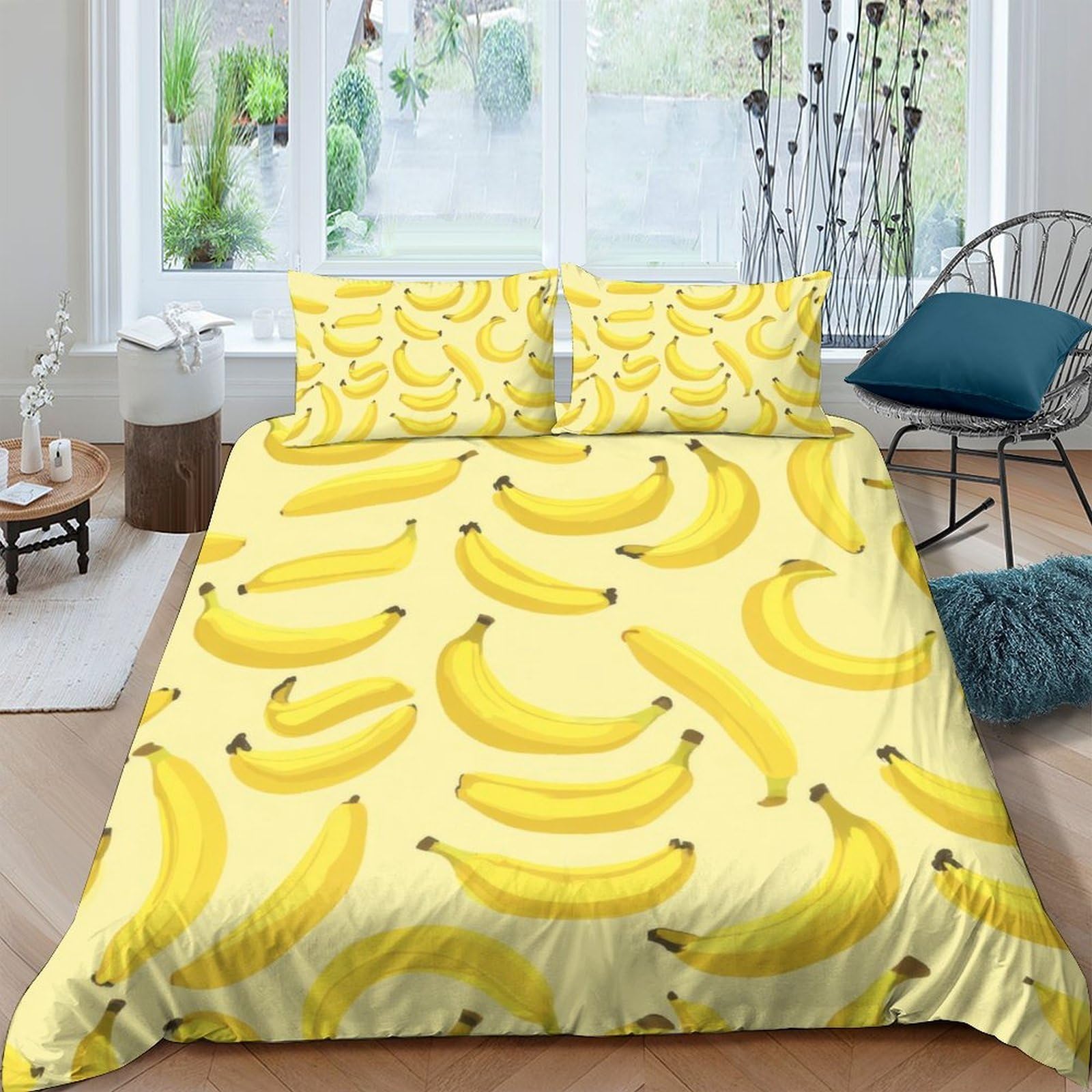 Ctjqhvkz Style-10 3D Printed Banana Pattern Fitted Sheet Microfiber Bright Yellow Fruit Bed Sheet Non-Slip Mattress Cover For Bedroom Dorm Decor Single（135X200cm）