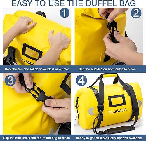Miniatura 3 de YUMQUA Waterproof Duffel Bag, Motorcycle Duffle Bag, Heavy Duty Roll Top Large Dry Bags Waterproof with Durable Straps & Handle for Travel Outdoor
