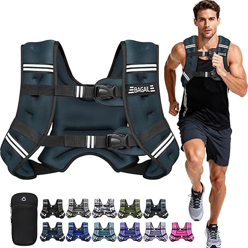 Miniatura 16 de BAGAIL Chaleco con peso de 5, 8, 10, 12, 15, 20, 25, 30 lbs, para caminar y perder peso, reflectante, con bolsa para teléfono, para mujeres