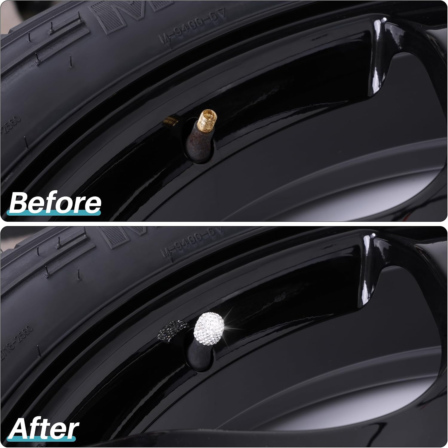 12 Pcs Tire Valve Stem Caps, Crystal Rhinestone Tire Valve Caps, Dustproof Tire Air Cap, Bling Car Tire Caps for SUVs, Bicycles, Trucks and Motorcycles, White