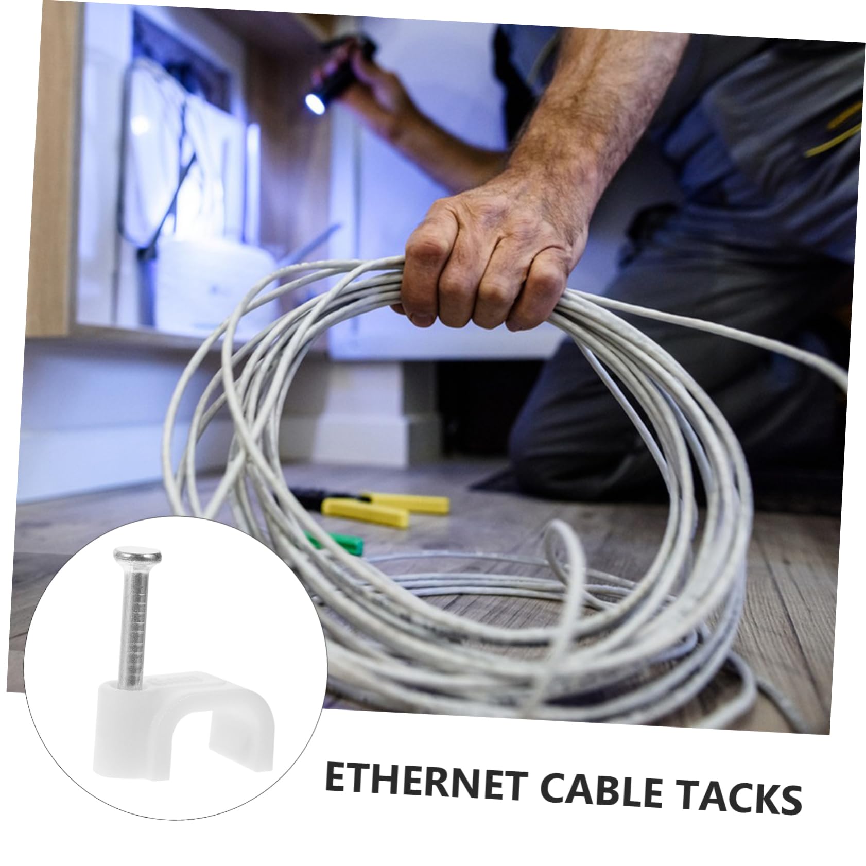 DOITOOL 1500piezas Clips De Cable Clavados Organizadores De Cables Para Pared Clips De Sujeción Para Ethernet y Instalación Rápida y Fácil Perfectos Para Hogar y Oficina