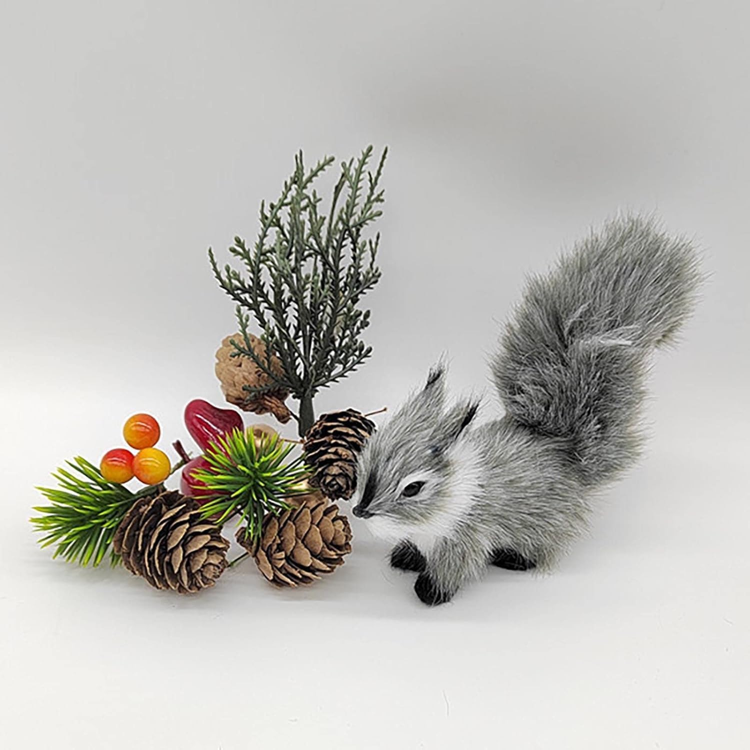Wwyan 2Pcs Grey Mini 30 cm Simulation Plush Squirrel Mini Squirrel Stuffed Animals Plush Rabbit Soft for Gift Home Decor Place Table Decorations Ornament Room Decorations - Image 4