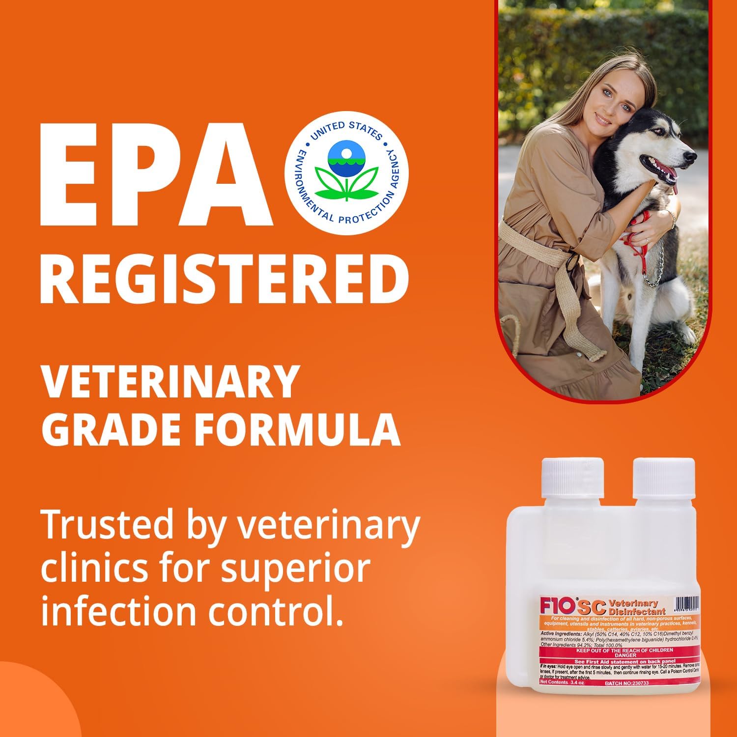 F10 SC Concentrated Veterinary Disinfectant for Kennels, Litter Box, Cage, Terrariums, Habitats, Vet Practices - 100 ml (3.4oz)