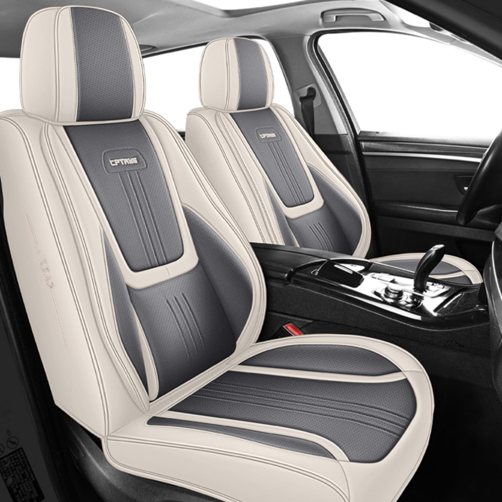 Car Seat Covers Full Set, 5 Seat Covers for Cars, Car Seat Protector Waterproof, Luxury Leather Car Seat Cushion, Car Seat Covers Front Seats and Back Fit for Most Cars (Ink Grey, Full Set)