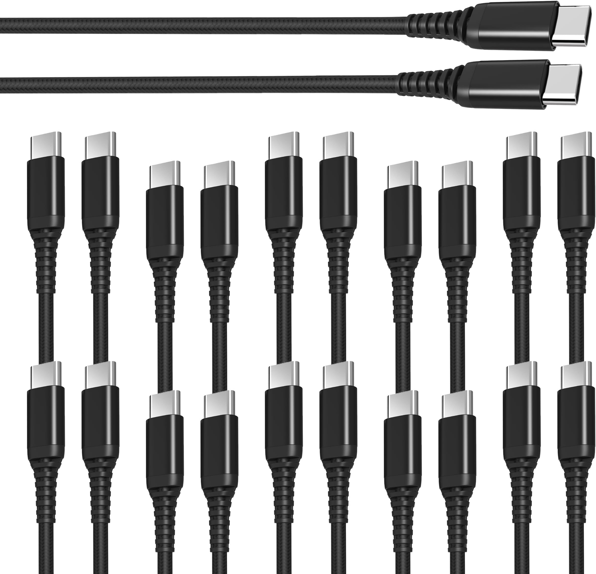 USB Type C to USB C 60W PD Cable 6.6ft/2m, [10 Pack] Bulk USB TypeC Fast Charger Cord Compatible with MacBook Pro, iPad mini 6, iPad Air 4, iPad Pro, Galaxy S23 S21 Ultra Note 20, Pixel