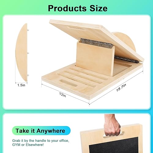 Miniatura 5 de Tabla inclinada para estiramiento de pantorrillas, 3 en 1 antideslizante para sentadillas, tabla de equilibrio de cuña para terapia física,
