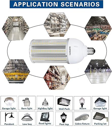 Miniatura 5 de Bombillas LED de repuesto para maíz de 30-60-80-100-120-150-300-W, base E26 con adaptador E39, bombilla LED de 7800LM para garaje, almacén, taller,