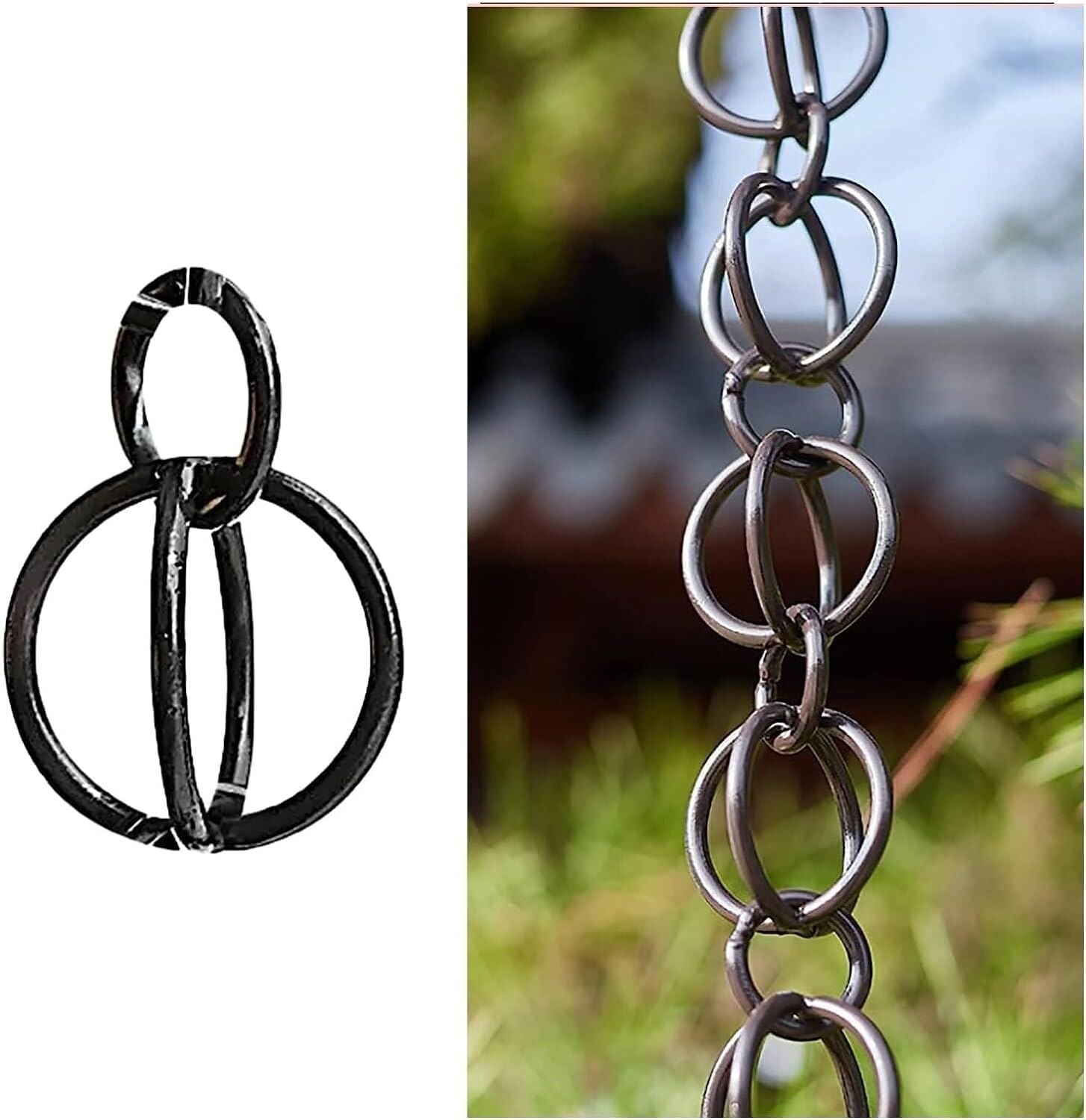 Rain Chain Rain Water Downpipe, Ring Type Japanese Garden Rain Collector Chain for Homestay Villa(2.6m/8.5ft)