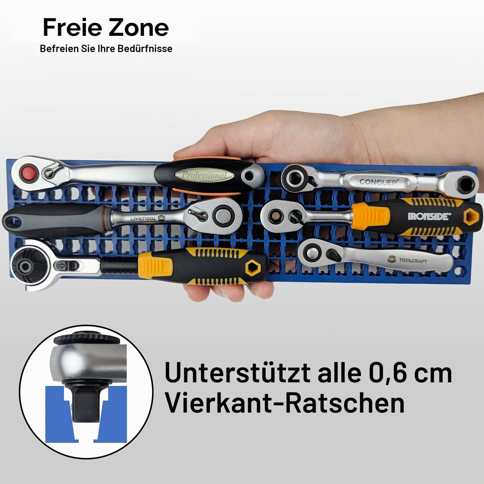 FREE ZONE 68-teiliges großes Stecktafel-Werkzeugorganizer-Set (Schwarz) – Werkzeugaufbewahrung für Werkzeugkoffer, Schubladen, Werkstattwagen, Schränke und Werkbänke