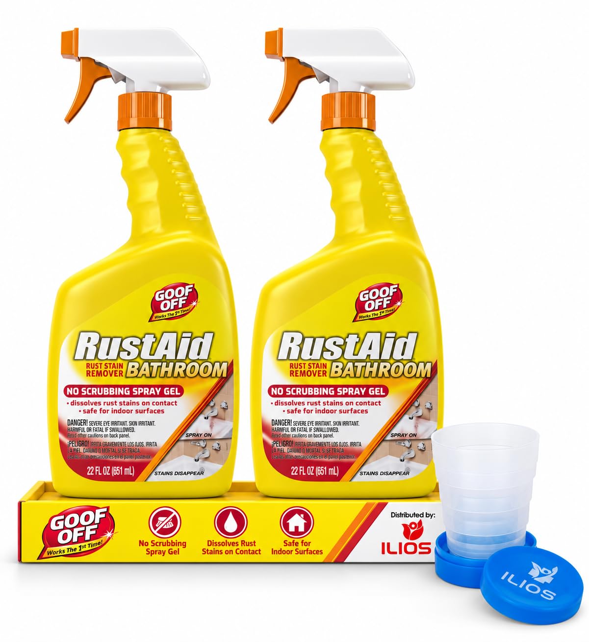 Rust-Aid Rust Remover Spray Gel for Bathroom Surfaces – Dissolves Tough Rust Stains on Contact – 22 oz