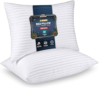 Utopia Bedding Pillows 2 Pack, (Queen) Polycotton Cover Hotel Quality Luxury Bed Pillow for Back, Stomach or Side Sleepers