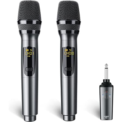 LEKATO Wireless Microphone Rechargeable Wireless Microphones with Receiver Dual Handheld Microphone System Dynamic MIC for Singing, Speech, Wedding, Church,Speaker, PA System(K380S)