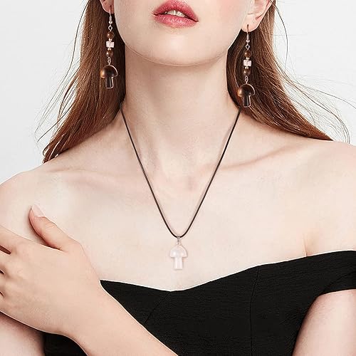 Miniatura 5 de 6 dijes de piedra de hongo sintéticos naturales con fianzas de acero inoxidable para hacer joyas, collares, aretes