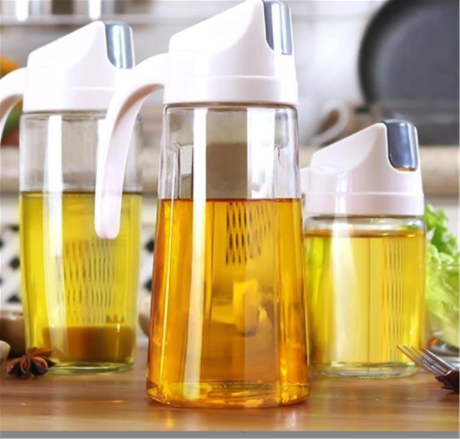 Butelka Z Dozownikiem Oliwy Szklana Butelka Dozownika Oliwy Z Oliwek Do Frytkownicy Powietrznej, Grilla Sałatkowego, Opryskiwacza Oleju Akcesoria Kuchenne(300ml)