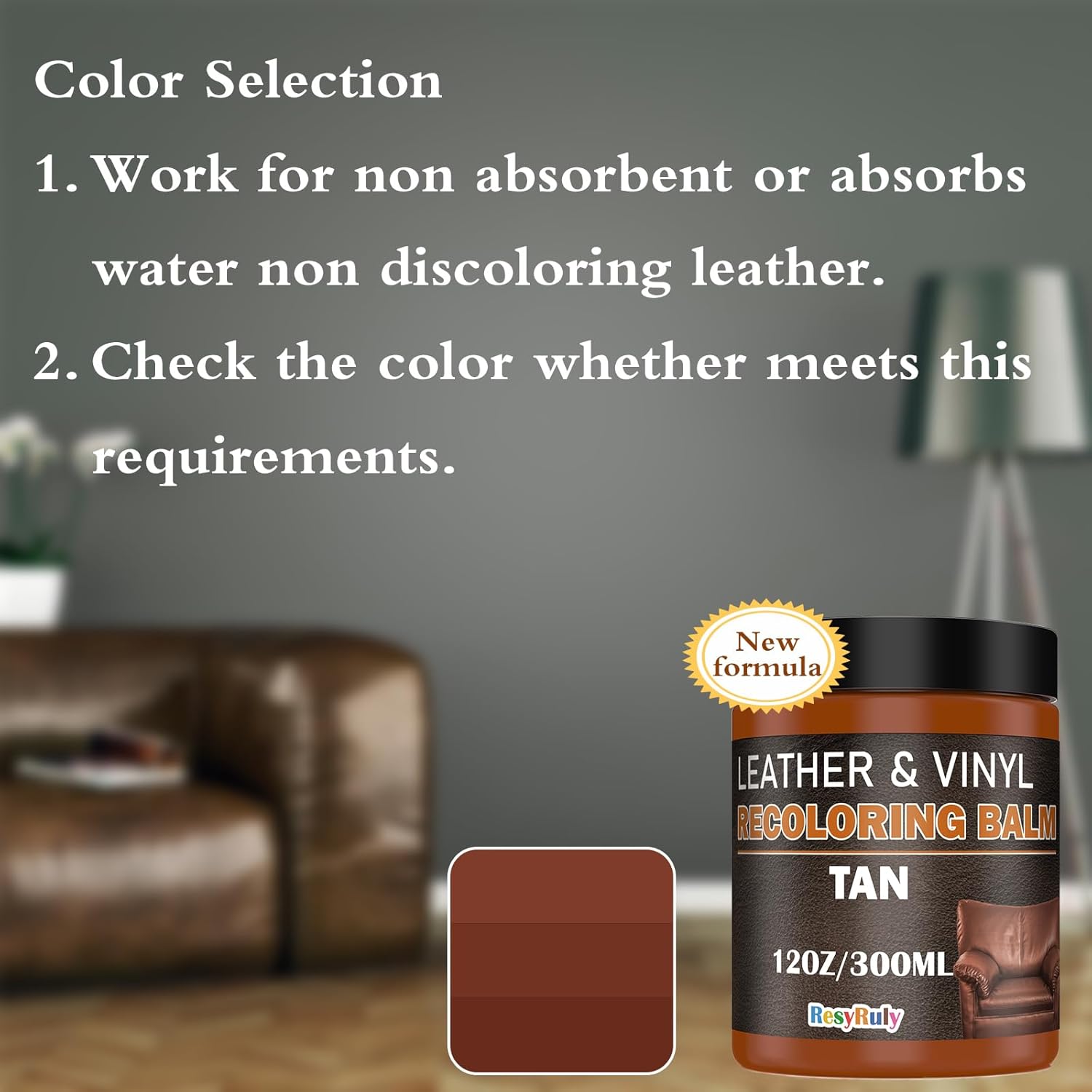 Saddle Tan Leather Dye Light Brown Recoloring Balm Repair Kit Vinyl Car Seat Interior Paint Furniture Couch Recliner Chair Boot Jacket Shoe Bag Purse Color Restorer Fading Scratch Stain Remover - Image 6