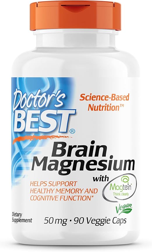 Doctor's Best, Brain Magnesium Vegetable Capsules, 90 Count (Pack of 1)